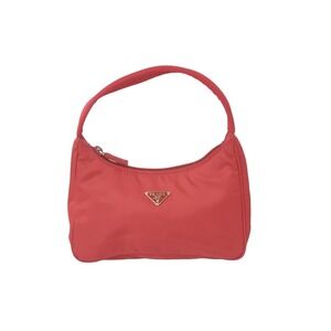 PRADA Hobo Handbag One Shoulder Hobo Triangle Logo Red